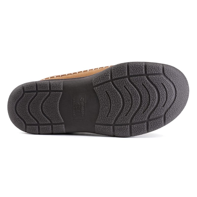 Zigzagger Men's Slip On Moccasin Slippers, Indoor/Outdoor Warm Fuzzy My Pillow Comfy House Shoes, Fluffy Wide Loafer Slippers,Tan,9-10 D(M) US - Image 5